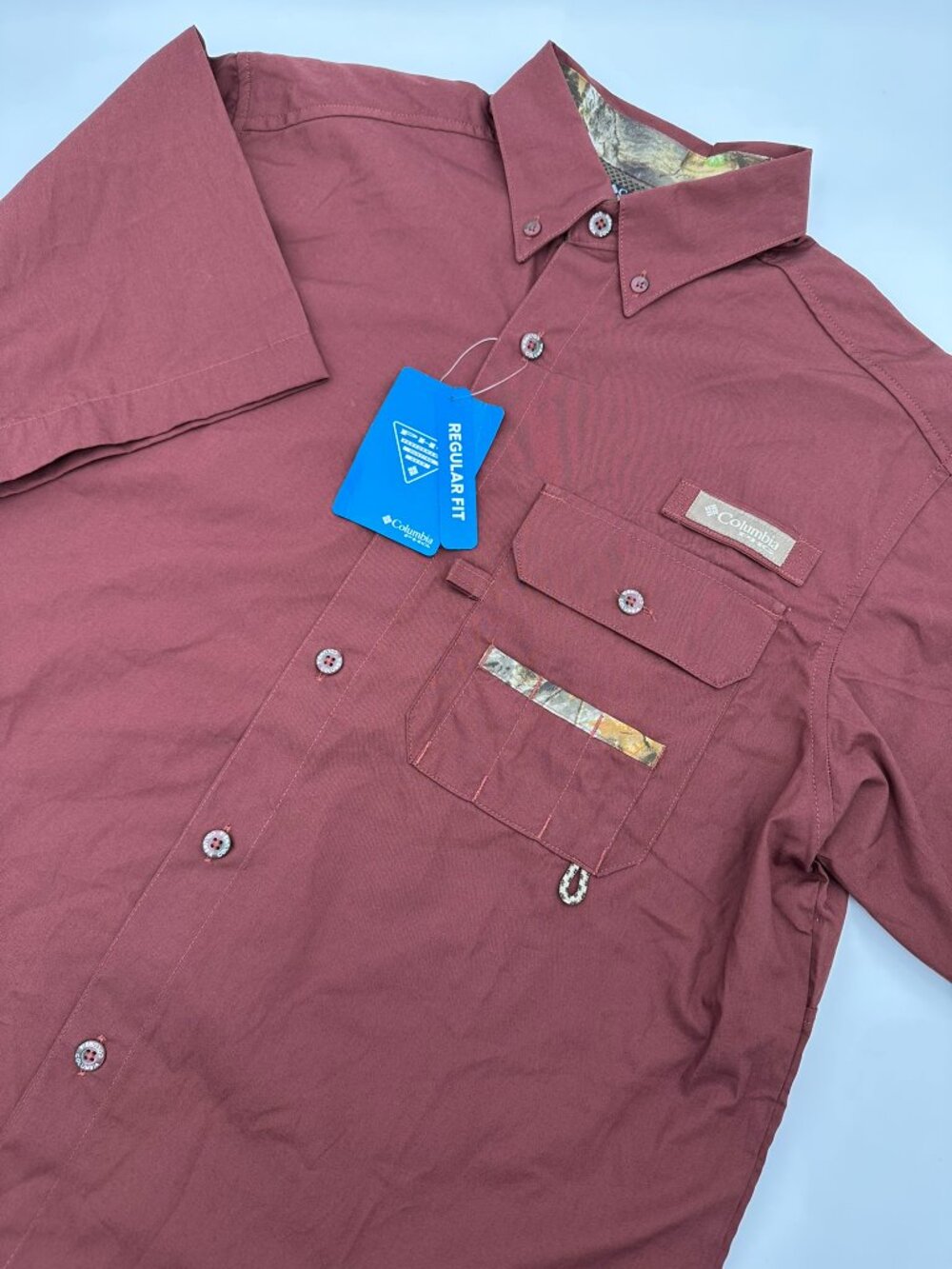 Columbia Men's PHG Sharptail Short Sleeve Hunting Shirt, Size Small, Red Rocks